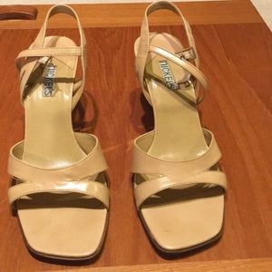 Nickels Tan Ankle Strap Wedge Sandals size 8